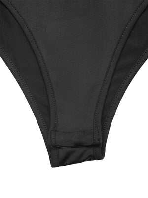 Black lace sweetheart bodysuit with cap sleeves and snap closure detail.