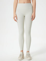 Light Gray ribbed high-waist leggings with a seamless fit.