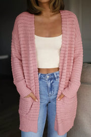 cardigan in blush pink featuring pocketed and relaxed fit