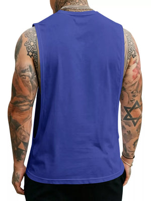 Men's Full Size Round Neck Tank Top Plus Size in Apricot, editorial view