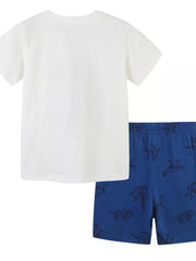 Dinosaur-inspired Toddler Tee And Shorts Ensemble