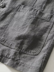 Grey long sleeve blazer with button detail and patch pocket