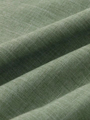 Textured band collar casual shirt in army green fabric detail