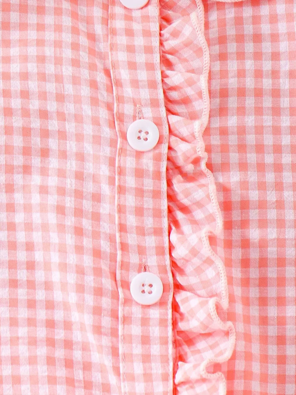 Children's Gingham Ruffle Collar Sleeveless Shirt in Yellow, product detail
