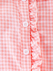 Children's Gingham Ruffle Collar Sleeveless Shirt in Yellow, product detail