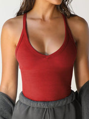 Ribbed Racerback Cami in White, view 18
