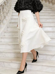 Floral Embellished High-waist Midi Skirt