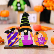 Spooky Scene Halloween Tabletop Duo with gnome, bat, spider, and pumpkins.