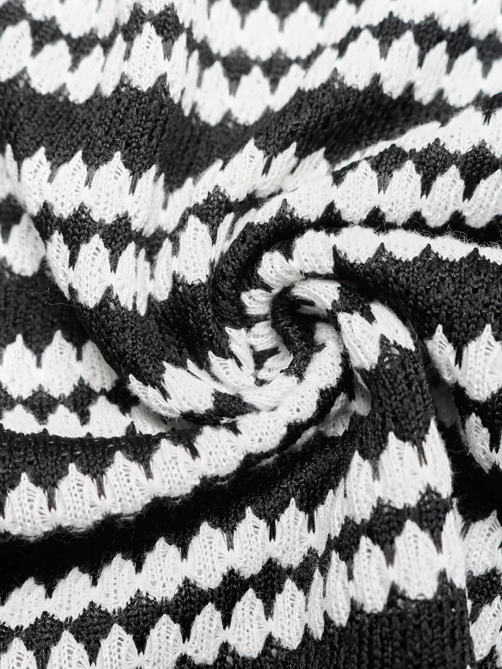 Black and white striped knit maxi dress fabric detail