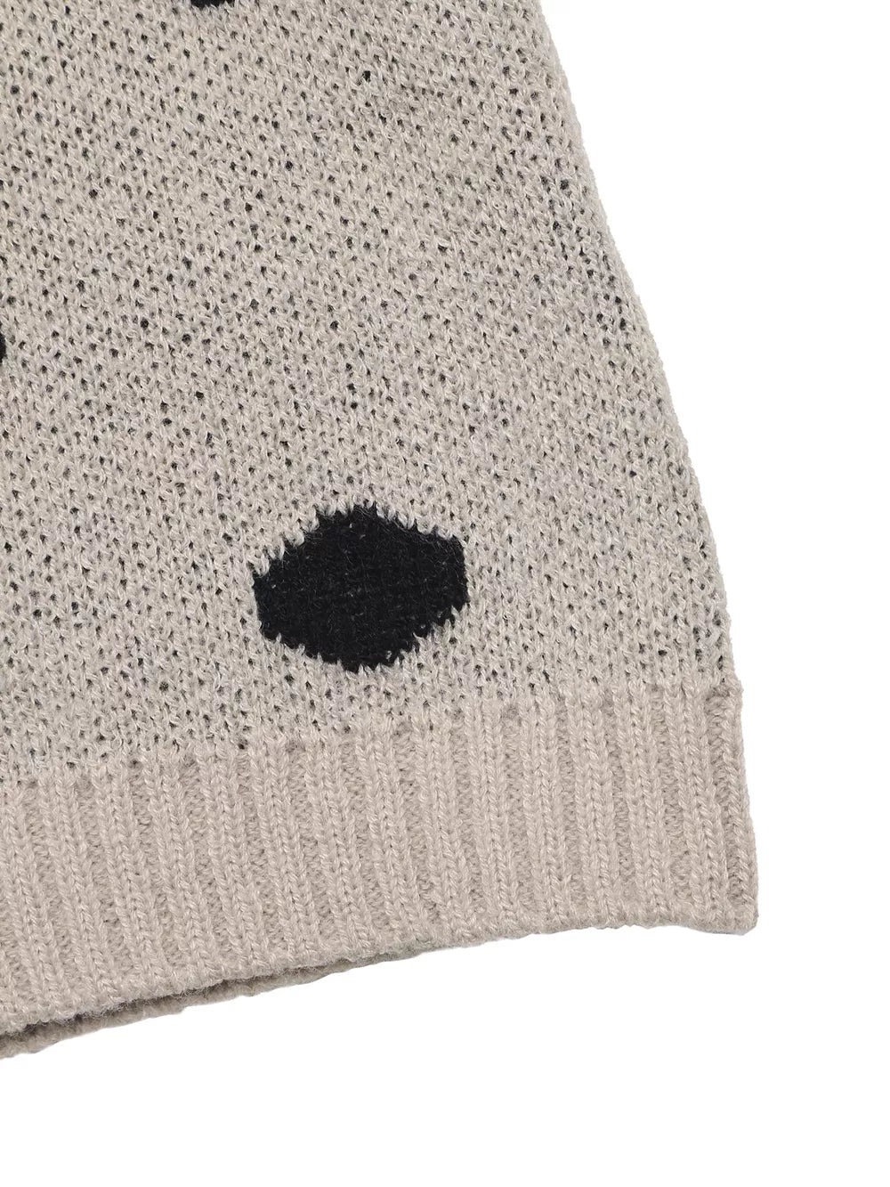 Polka Dot Dropped Shoulder Sweater in Khaki, product detail