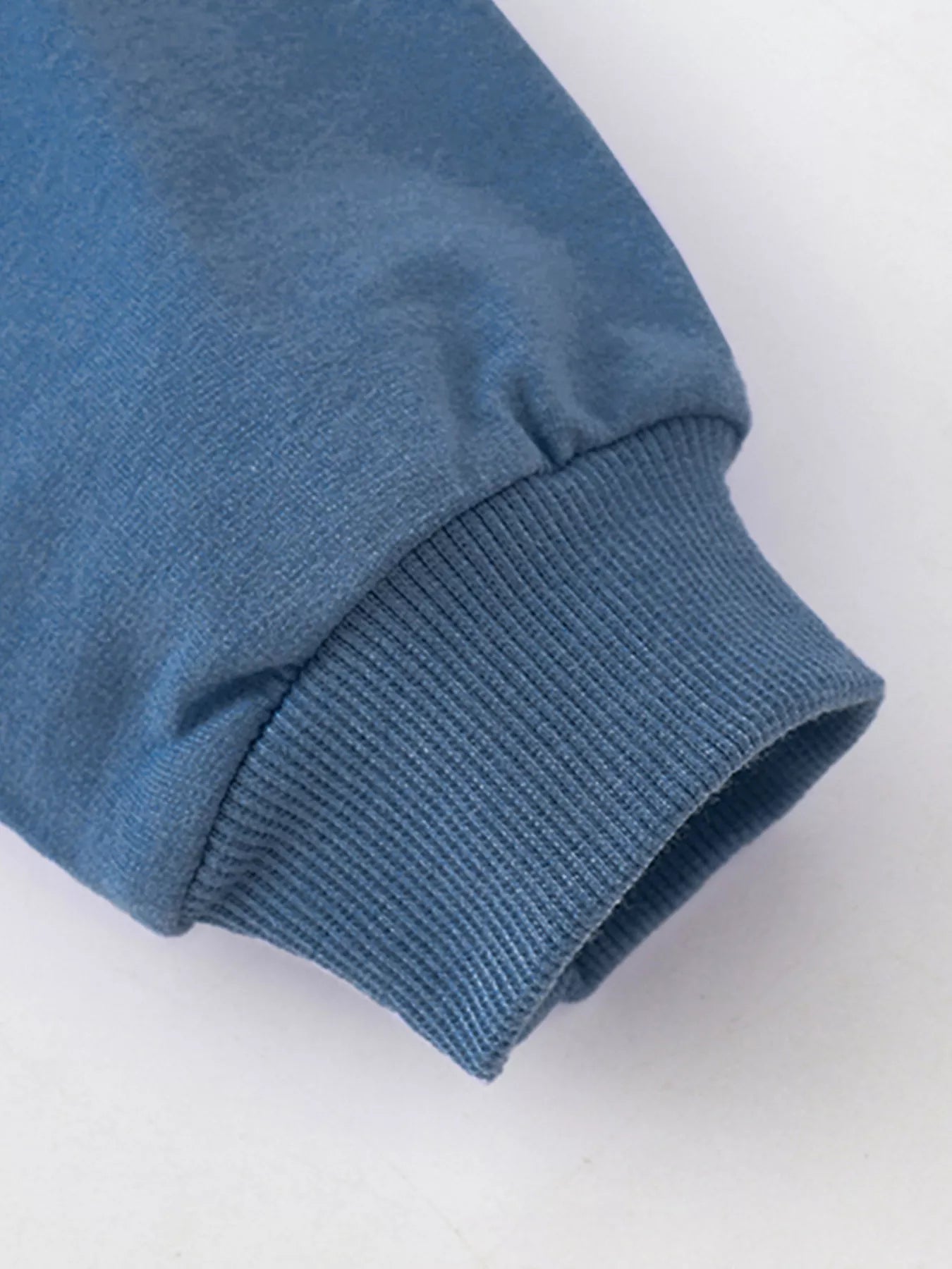 Children's French Blue 100% cotton crew neck sweatshirt cuff detail