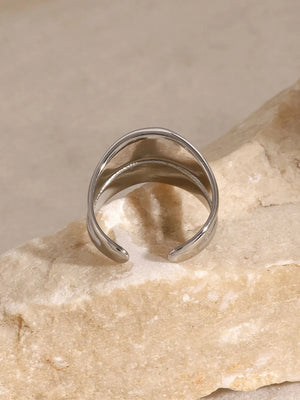 Silver double band open ring with smooth finish