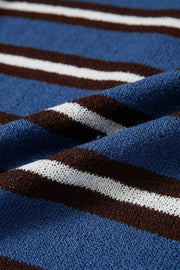 Striped Drop Shoulder Button Cardigan in Dusty Blue, view 16