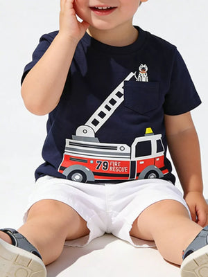 Toddler graphic t-shirt, cotton, basic style, with rescue adventure print.