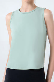 Light Green Sculpted Performance Tank Top with crew neck and sleeveless cut.