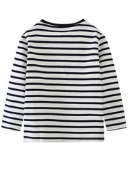 Black and white striped long-sleeve t-shirt for babies.