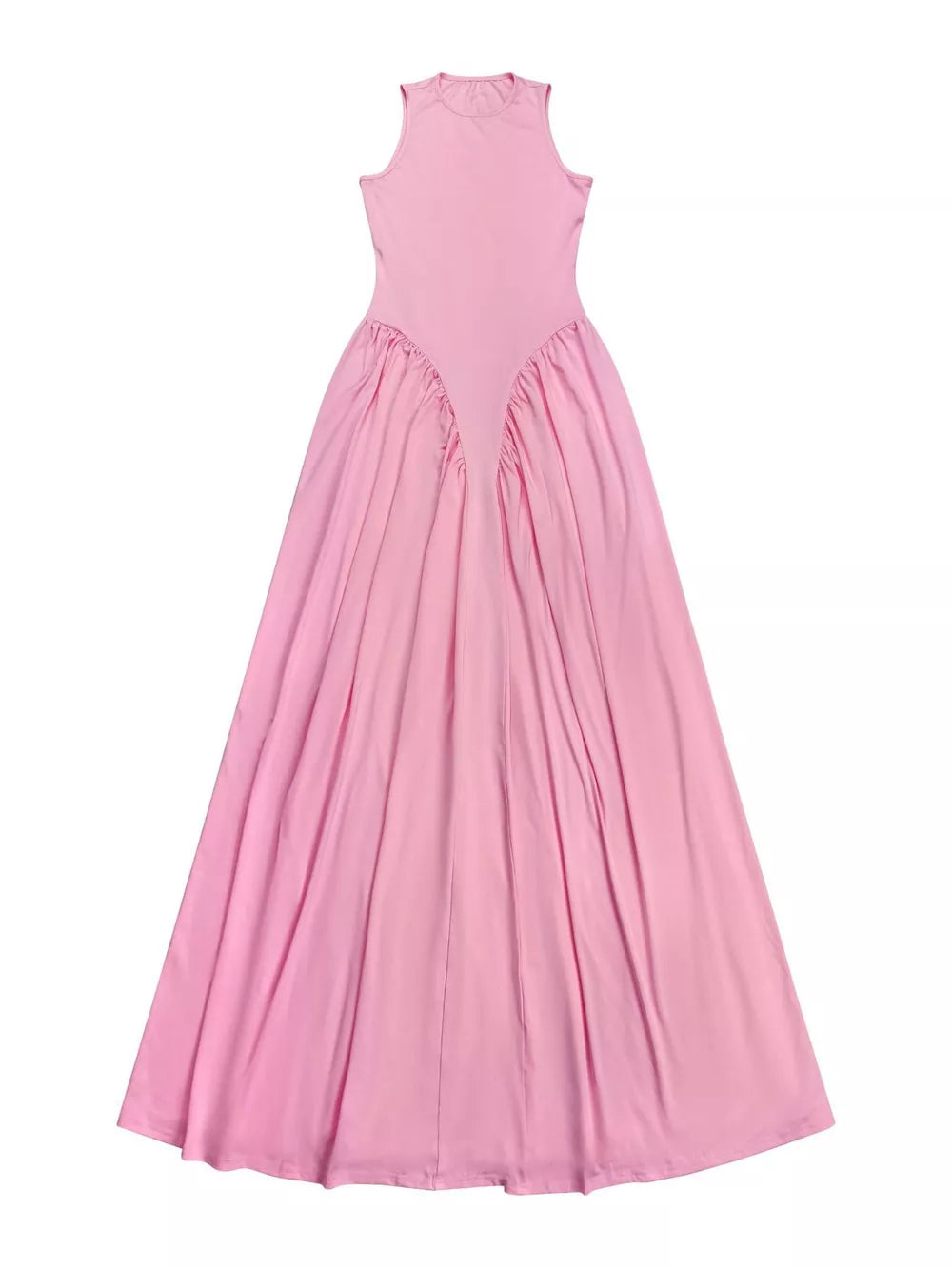Sleeveless O-neck Maxi Dress in Pink, alternate angle