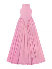 Sleeveless O-neck Maxi Dress in Pink, alternate angle