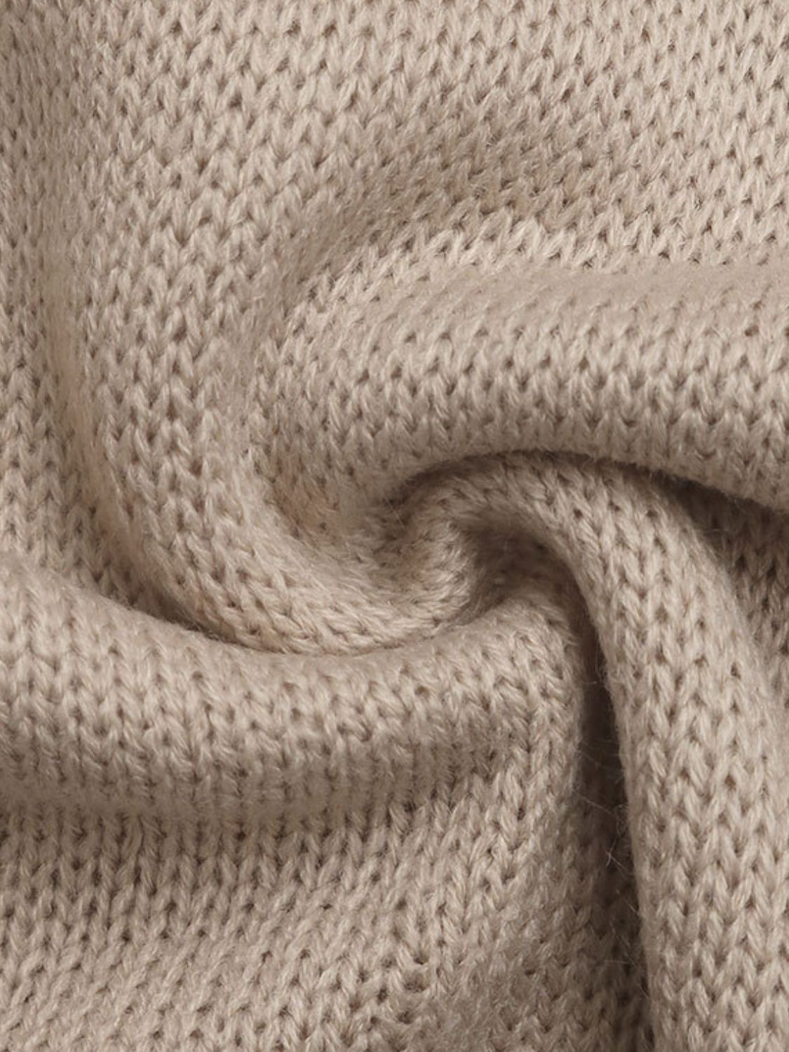 Khaki acrylic knit jumper with a textured stitch detail.