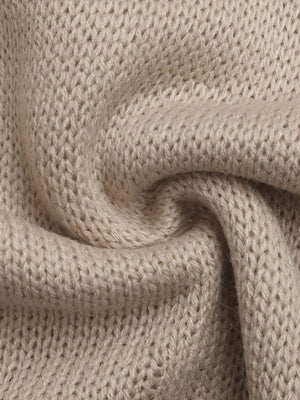 Khaki acrylic knit jumper with a textured stitch detail.