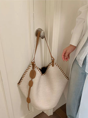 Casual Large Capacity Shoulder Bag in Brown, fit detail