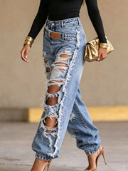 Deconstructed Raw Hem Jeans
