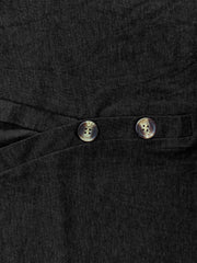 Black buttoned henley slouch tee with tortoise shell buttons