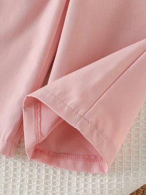 Children's Ruffled Hem Tank And Pants Set in Pink, back view