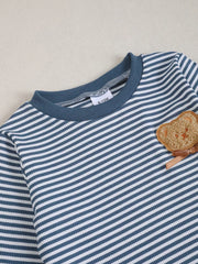 Children's Bear Striped Top And Pants Set in Light Blue, editorial view