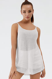 Ribbed knit cami, scoop-back, gray, acrylic
