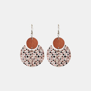 Cork & wood abstract drop earrings with a speckled pattern in Style C