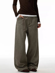 Loose fit men's jeans in coffee brown, 100% cotton with a button fly and wide leg.