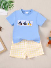 Children's Puppy Round Neck Tee And Shorts Set, close-up detail