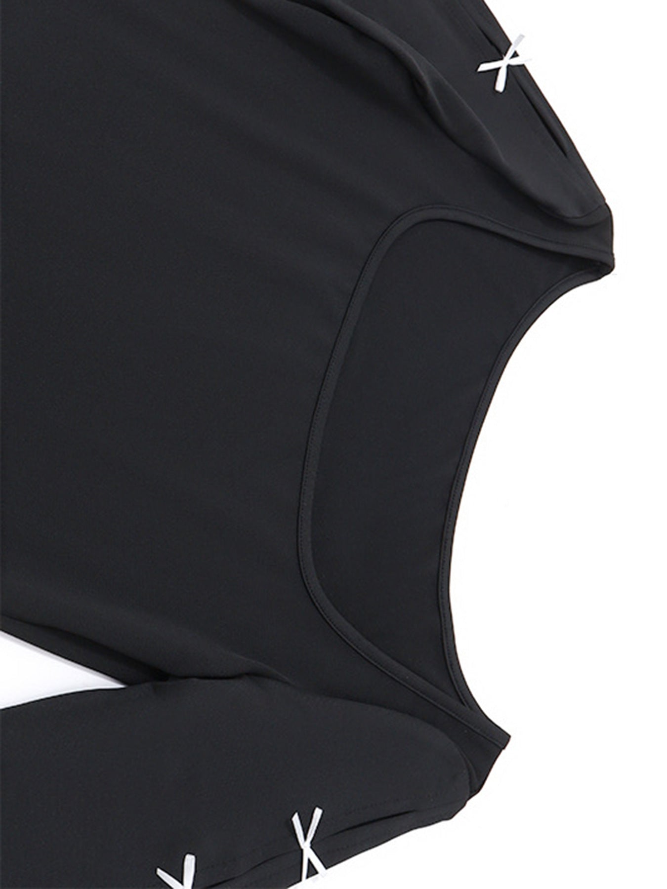 Black mini dress with bowknot detail on neckline and sleeves
