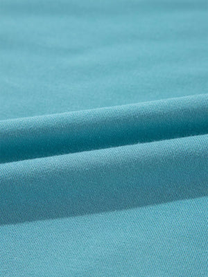 Colorblock Patchwork Crew Neck Sweatshirt in Teal, fit detail