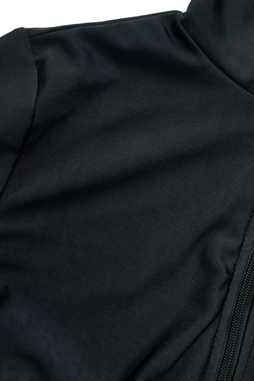 Black sporty legging swimsuit with zip detail