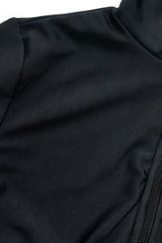 Black sporty legging swimsuit with zip detail