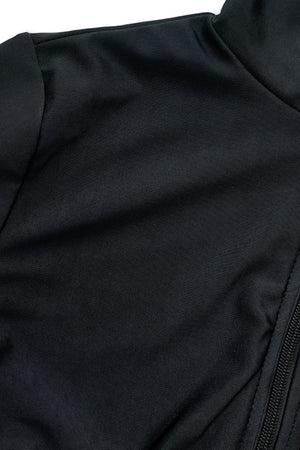 Black sporty legging swimsuit with zip detail