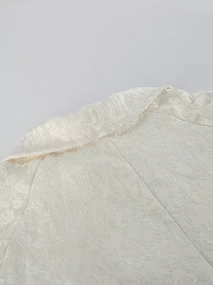 Jacquard Bomber Jacket With Drawstring Waist in Apricot, view 13