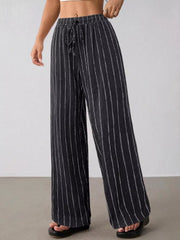 Striped Wide-leg Drawstring Pants, view 33