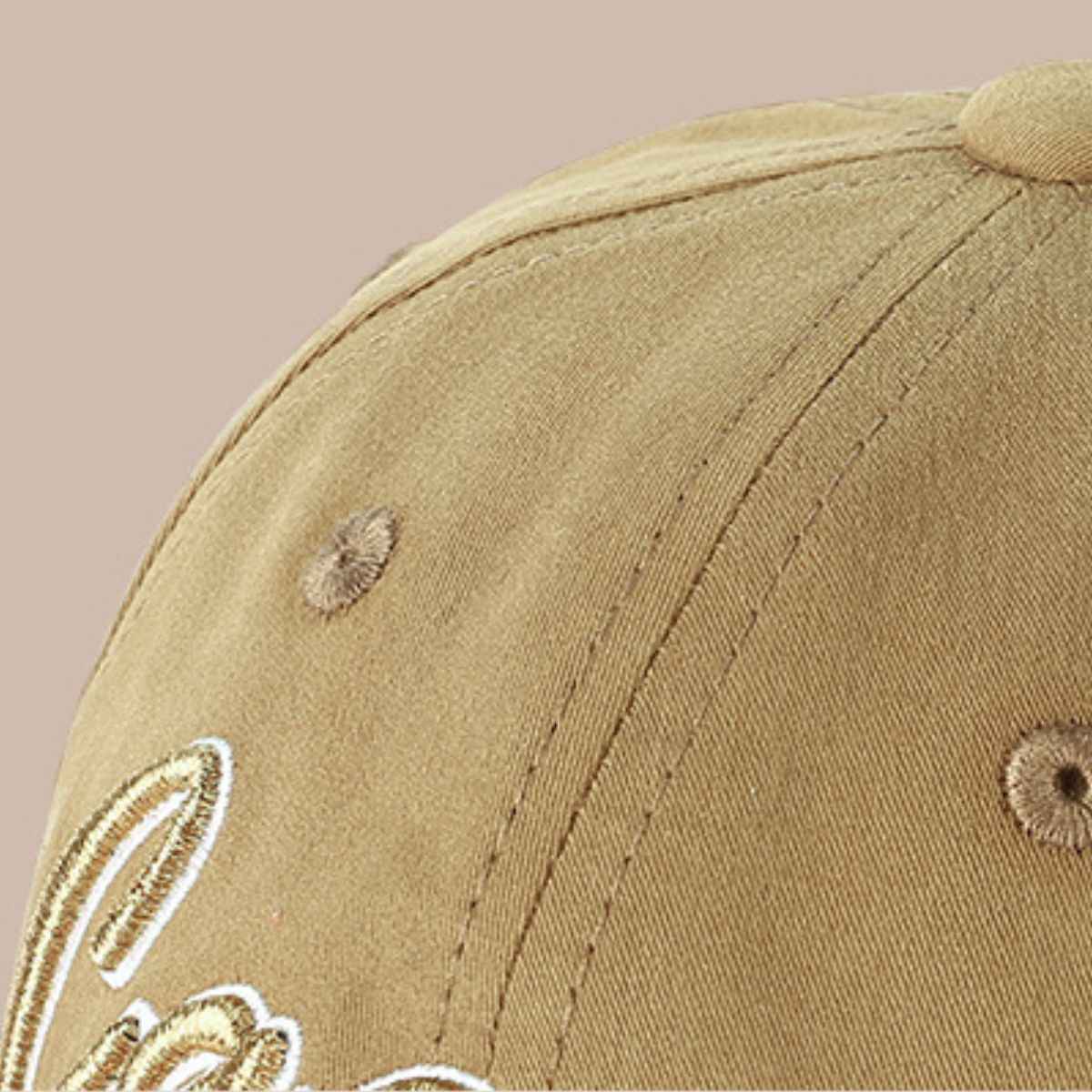 Curry cotton baseball cap with distressed embroidery detail