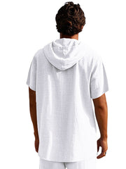 Casual Hooded Shirt With Button Placket