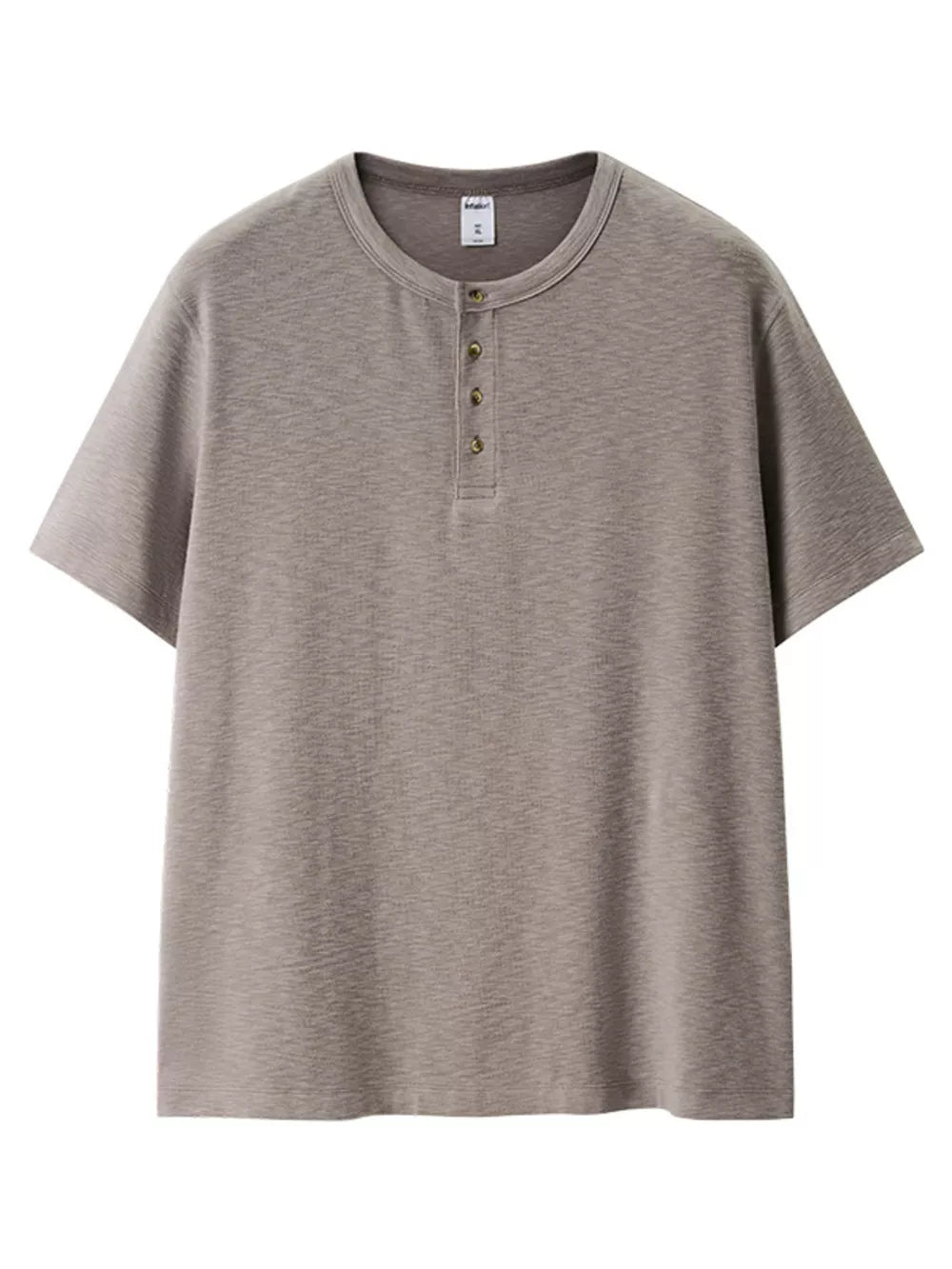 Men's Short Sleeve Henley T-shirt in Gray, back view