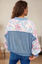 Multicolour Floral Print Round Neck Shift Top, side view