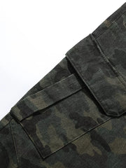 Men's Camouflage Cargo Capris in Green Camouflage, model styling view