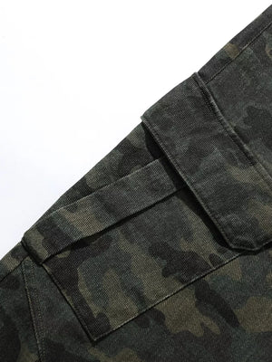 Men's Camouflage Cargo Capris in Green Camouflage, model styling view