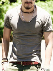 Men's Khakis cotton tee with relaxed scoop neck and cuffed short sleeves.