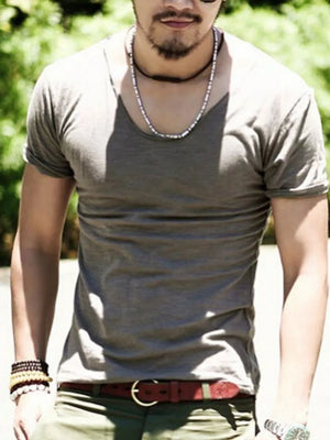Men's Khakis cotton tee with relaxed scoop neck and cuffed short sleeves.