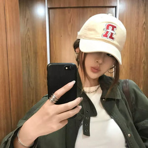 Letter Embroidered Classic Baseball Cap, close-up detail
