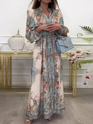 100% polyester Care instructions: Machine wash cold maxi dress in cream with A-line silhouette